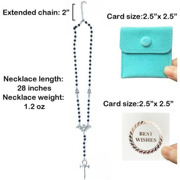 Necklace for Women Men Trad Gothic Rosary Vampire Emo Alt Grunge - Picture 5 of 7